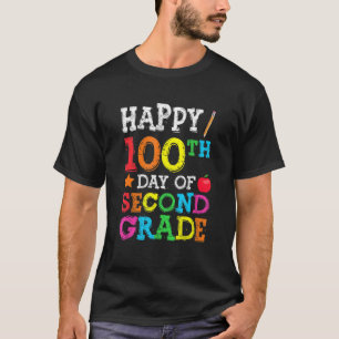 Happy 100th Day Of Second Grade Colourful Back To T-Shirt