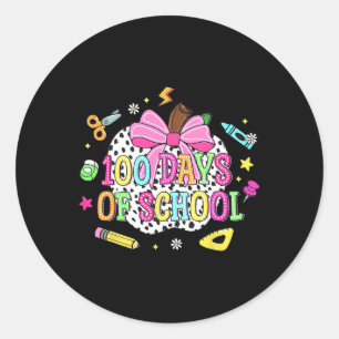 Happy 100th Day School Apples Bow 100 Days Student Classic Round Sticker