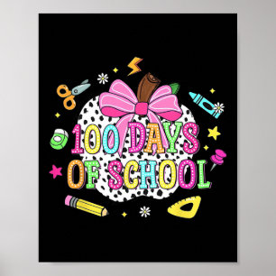 Happy 100th Day School Apples Bow 100 Days Student Poster