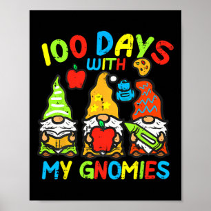 Happy 100th Day School Retro 100 Days With My Gnom Poster
