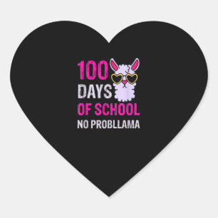 Happy 100th Days Of School No Probllama Heart Sticker