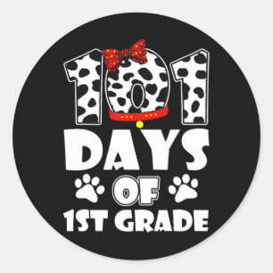 Happy 101 Days School 1st Grade Dog 100 Days Smart Classic Round Sticker