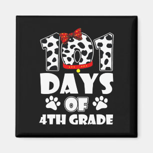 Happy 101 Days School 4th Grade Dog 100 Days Smart Magnet