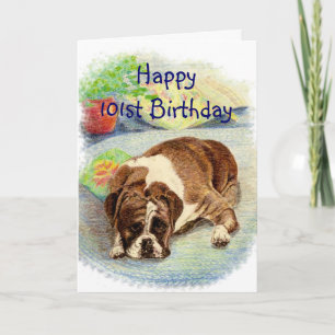 Happy 101st Birthday Get Excited Humour Boxer Dog Card