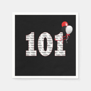 Happy 101st Birthday On Black  Napkins
