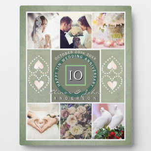 "Happy 10th Anniversary"6 photos Tin color Plaque