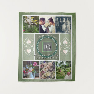 "Happy 10th Anniversary"6 photos Tin color Tapestry