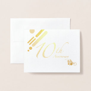 Happy 10th Anniversary Mod Birds Foil Card