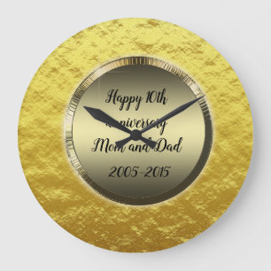 Happy 10th anniversary Mum and Dad Large Clock