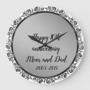 Happy 10th anniversary Mum and Dad Large Clock