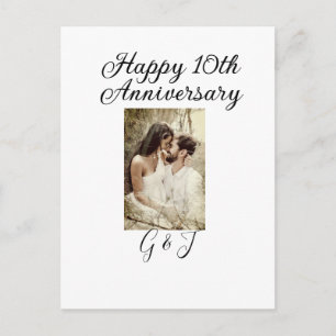 Happy 10th anniversary photo couple name letter postcard