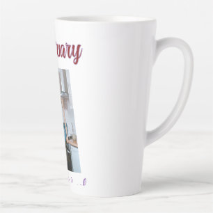 Happy 10th anniversary photo wedding couple name d latte mug
