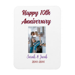 Happy 10th anniversary photo wedding couple name d magnet