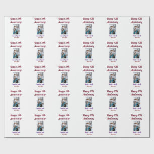Happy 10th anniversary photo wedding couple name d wrapping paper