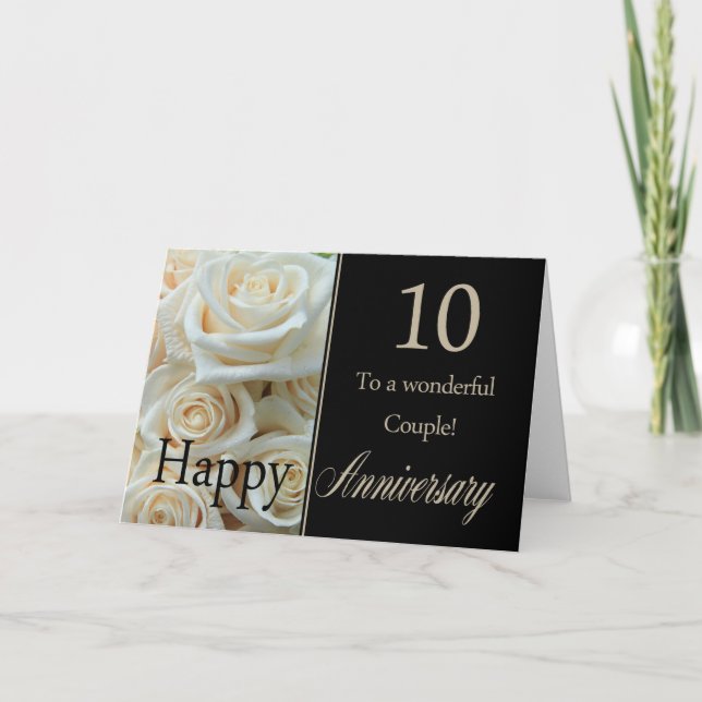 Happy 10th Anniversary roses Card (Front)
