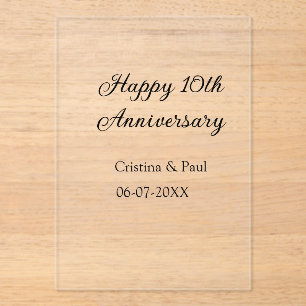 Happy 10th anniversary simple minimal wedding name acrylic invitations