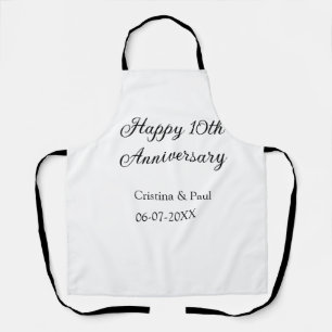Happy 10th anniversary simple minimal wedding name apron
