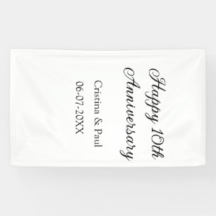 Happy 10th anniversary simple minimal wedding name banner