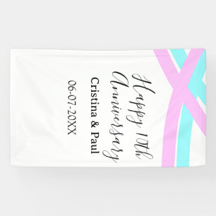 Happy 10th anniversary simple minimal wedding name banner
