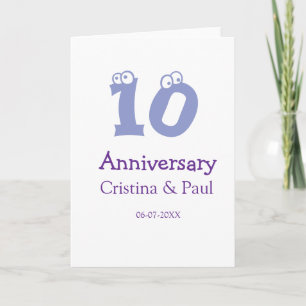 Happy 10th anniversary simple minimal wedding name card