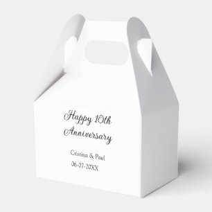 Happy 10th anniversary simple minimal wedding name favour box
