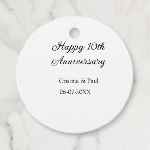 Happy 10th anniversary simple minimal wedding name favour tags