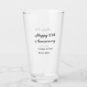 Happy 10th anniversary simple minimal wedding name glass
