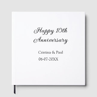 Happy 10th anniversary simple minimal wedding name guest book