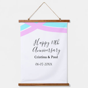 Happy 10th anniversary simple minimal wedding name hanging tapestry