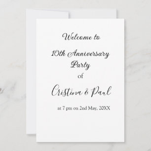 Happy 10th anniversary simple minimal wedding name invitation
