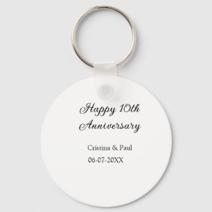 Happy 10th anniversary simple minimal wedding name key ring
