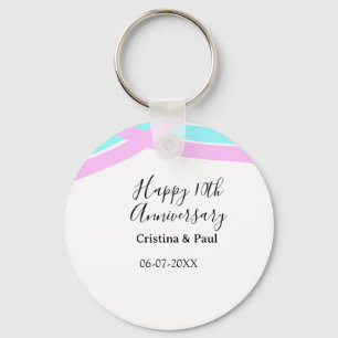 Happy 10th anniversary simple minimal wedding name key ring