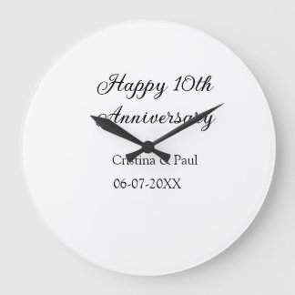 Happy 10th anniversary simple minimal wedding name large clock