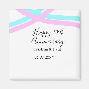 Happy 10th anniversary simple minimal wedding name magnet