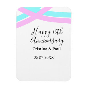 Happy 10th anniversary simple minimal wedding name magnet