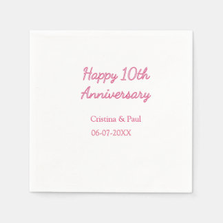 Happy 10th anniversary simple minimal wedding name napkin