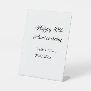 Happy 10th anniversary simple minimal wedding name pedestal sign