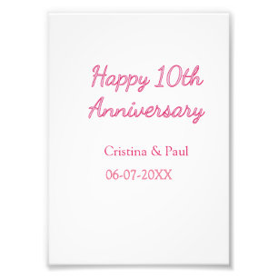 Happy 10th anniversary simple minimal wedding name photo print