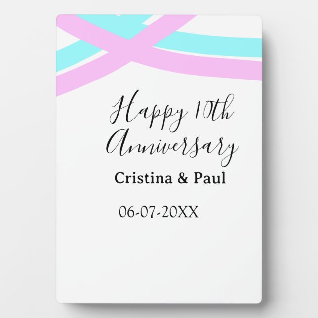 Happy 10th anniversary simple minimal wedding name plaque (Front)