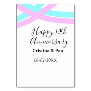 Happy 10th anniversary simple minimal wedding name table number