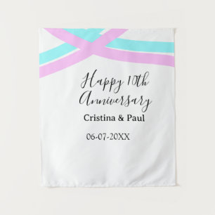 Happy 10th anniversary simple minimal wedding name tapestry
