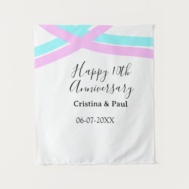Happy 10th anniversary simple minimal wedding name tapestry (Front)
