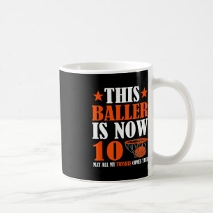 Happy 10th Birthday 10 Year Old Basketball 10th Bi Coffee Mug