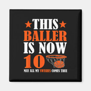 Happy 10th Birthday 10 Year Old Basketball 10th Bi Magnet