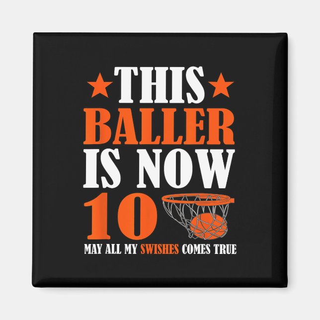 Happy 10th Birthday 10 Year Old Basketball 10th Bi Magnet (Front)