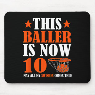 Happy 10th Birthday 10 Year Old Basketball 10th Bi Mouse Pad