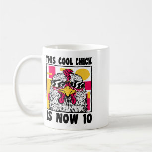 Happy 10th Birthday 10 Year Old Cool Chicken 10th  Coffee Mug