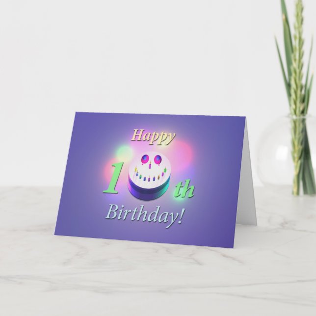 Happy 10th Birthday Cake Card (Front)