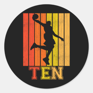 Happy 10th Birthday Decorations For Boys Basketbal Classic Round Sticker