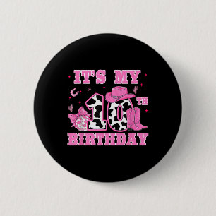 Happy 10th Birthday Girl Outfit Rodeo Western Cowg 6 Cm Round Badge